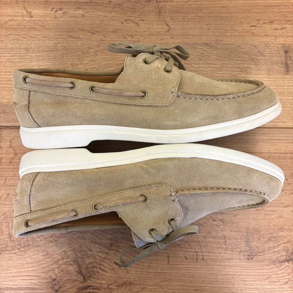 NORDSTROM RACK Kendrick Lace Up Boat Shoe Tan Shore Men Size 9 Suede Moc Toe